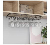 Under Cabinet Wine Glass HolderMetal Hanging Goblet Rack Industrial Stemware Organizer for Bar & KitchenUpside Down Storage (Black 70x35cm)