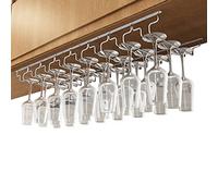 Under Cabinet Wine Glass Rack 8-Row Stemware Holder Space-Saving Storage for Home Bar & Cellar Perfect Hanging28cm WideDesign.