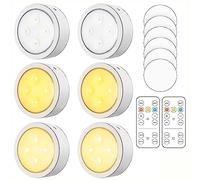 Under Cabinet Wireless LED Puck Lights - Remote Control, Battery Powered, Timer, Stick On Wardrobe Lights for Kitchen, Closet, Counter, Wall