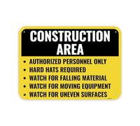 Under Construction Aluminum Sign, Jobsite Danger Warning Plaque, 12x8 Inch