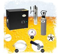 Under counter Complete set - Beer Dispenser, Beer Machine - AS-40, 2-line, flow cooler, wet cooler - dispensing column, Green Line Type D, NC Adapter