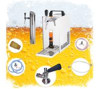 Under counter Complete set - Beer Dispenser, Beer Machine - PYGMY 25/K with membrane pump, 1-line dry cooling device made of stainless steel, 35 liters/h, including dispensing column, Green Line Type