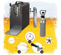 Under counter Complete set - Beer Dispenser, Beer Machine - STREAM 50 beer case, flow cooler 2-line dry cooler, up to 55 liters/h - BLACK EDITION Type D, KeyKeg