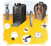 Under-counter complete set - JET 30 1-line home draft beer pump dispenser, beer machine, 35 liter/h beer cooler with wooden barrel NC Adapter