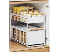 Under-Counter Storage Shelf - Space-Saving Organizer for Kitchen Cabinets & Bathroom, No Drill Installation, Ideal for Home Office, Maximize Hidden Storage Solutions