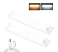 Under Cupboard Kitchen Lights,2 Pack 44 LEDs 3 Modes Motion Sensor under cabinet kitchen lights,2000mAh USB Type-C Rechargeable Dimming Wardrobe Light,2 Color Temps Closet Light for Kitchen Stairs
