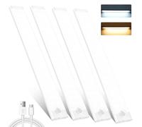 Under Cupboard Kitchen Lights,4 Pack 72 LEDs 3 Modes Motion Sensor under cabinet kitchen lights,2000mAh USB Type-C Rechargeable Dimming Wardrobe Light,2 Color Temps Closet Light for Kitchen Stairs