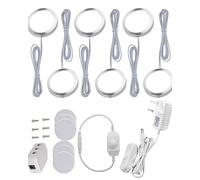 Under Cupboard Lighting, 6Pcs Dimmable LED Puck Lights, Kitchen Lighting for Display Cabinet, Wardrobes, Under Counter, Tv Units, Bookcase - UK Plug - White 6000K 1020lm