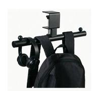 Under Desk Bag Hook, Adjustable Clamp on Table Hanger, Heavy-Duty Carbon Steel No Drill Holder, Storage Organizer for Backpack, Purse, Headphone, for Office Dorm Home Classroom (Black)
