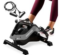 Under Desk Bike Pedal Exerciser - FlexCycle Exercise Bike Stationary Magnetic Cycle with LCD Monitor & Resistance Bands for Arm & Leg Recovery & Therapy - Foot Pedal Exerciser for Home & Office (GREY)