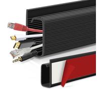 Under Desk Cable Management, Black Cable Trunking Self Adhesive Cable Raceway, J Channel Desk Cable Organizer Cord Hider for Office PC Electric Wire Tidy, 40cm, 2 Pack