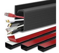 Under Desk Cable Management, Desk Cable Trunking Black Cable Raceway Wire Organizer Self Adhesive No Drill for PC TV Electric Cord Hider Cable Management Tray, 40CM, 4 Pack