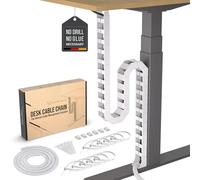 Under desk cable management raceway - Perfect for sit stand desk cable management - Flexible cable snake -Vertebrae cable management (White)