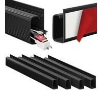 Under Desk Cable Management - Self-Adhesive Cable Raceway for 10+ Cables, J-Shape Black Cable Trunking for PC Electric Wire Tidy Hider, Office & Home