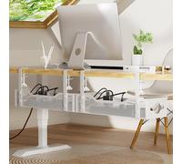 Under Desk Cable Management Tray 2 Pack, No Drill Cable Organizer With Clamp for Standing Desk, Easy to Install Cord Management System, No Damage Wire Organizer
