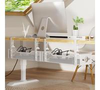 Under Desk Cable Management Tray 2 Pack, No Drill Cable Organizer With Clamp for Standing Desk, Easy to Install Cord Management System, No Damage Wire Organizer