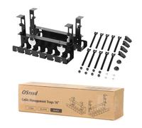 Under Desk Cable Management Tray 2 Pack with Clamps, OSteed Cable Management No Drill Black, Wire Organiser Box for Home & Office Desk Tidy