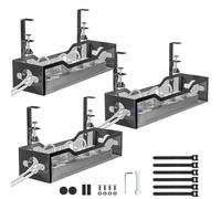 Under Desk Cable Management Tray 3 Pack, Cable Management Under Desk No Drill, Cable Organizer with Clamp for Wire Management, Cord Organizer for Office, Home - No Damage to Table (Black)