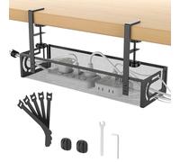 Under Desk Cable Management Tray, A non drilling table cable basket for storing extension cords, a screw free and tidy wire organizer clip, suitable for homes, offices, internet cafes, kitchens, etc