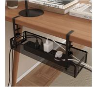 Under Desk Cable Management Tray - Cable Management Organizers Holder, No Drill to Desk Cable Raceway, Under Storage for Office, Kitchens, Home (Black)