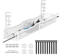Under Desk Cable Management Tray, Cable Organisers Under Desk, No Damage to Desks, Under Table Cord Rack with Clamp for Office Home Wire Management