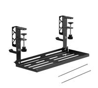 Under Desk Cable Management Tray - Clamp Mount Under Desk Cord Management, No Drill Desktop Wire Concealment Organizer, Metal Table Cable Hiding Rack for Bedroom Home Apartment Dormitory Office