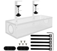 Under Desk Cable Management Tray No-Drill Desk Cable Organizer with Removable Clips, Sturdy Metal Cable Tray Basket with Silicone 3-Hole Wire Retainer for Home Office Standing Desk(white)