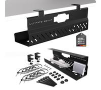 Under desk cable management tray no drill - Desk wire management - Cord organizer - Huge load capacity - Under desk cable tray no drill (Black, 1 piece set)