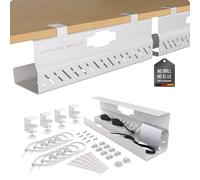 Under desk cable management tray no drill - Desk wire management - Cord organizer - Huge load capacity - Under desk cable tray no drill (White, 2 pieces set)