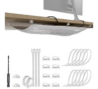 Under Desk Cable Tray - Flexible Cable Management Under Desk White - Finally Desk Cable Tidy - Cable net white for Under Desk Cable Management - Ultimate Setup