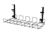 Under Desk Cable Tray Under Desk Cable Management Rack Non-Perforated Metal Tray, 2 pcs Collapse & Screw Models(Collapse Model-1pc)
