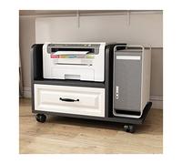 Under-desk CPU Tower Stand with Storage, 2-Tier Printer Cart with Drawers & Wheels, Mobile Printer Support, Space-Saving PC Holder for Home Office