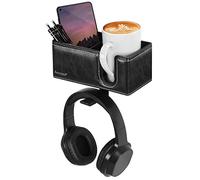 Under Desk Cup Holder Clamp on Cup Holder PU Leather Clip on Desk Organizer
