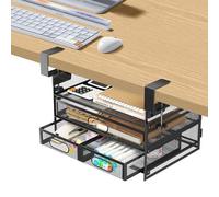 Under Desk Drawer Organizer, Large Under Desk Storage Side Drawers for Home & Office, L12.9xW9.6xH8.1 Drill-Free Clamp-on Installation for Small Space, Spacious Storage for Office Supplies, Papers