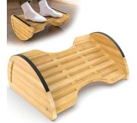 Under Desk Foot Rest,2-in-1 Adjustable Ergonomic Footrest for Office & Home,Bamboo Foot Stool with 6 Heights,Rocking & Flat Modes-Anti-Slip Design,Easy Assembly Perfect for Gaming,Working & Relaxation