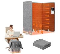Under Desk Heater Panel with Blanket, Foldable Space Heater Under The Desk Leg Warmer with Timer and Thermostat Quiet and Small Space Foot Warmer for Office and Home,Grey-General