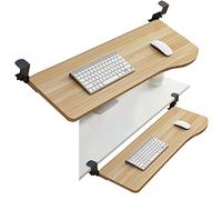 Under Desk Keyboard and Mouse Tray Wooden Desk Extender 4 Color Options Easy to Install with 2 Clamps Sliding Support for Workspace Efficiency.