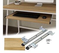 Under Desk Keyboard Sliding Platform - Ergonomic Pull-Out Tray for Home Office - Adjustable Keyboard Shelf & Mouse Holder - Black Wood 540mm x 270mm