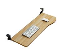 Under Desk Keyboard Sliding Platform with Drawer Mount Clamp Tray for Mouse & Keyboard Light Walnut Finish 30.3" x 25.6" x 9.8" Ergonomic Space-Saving Solution