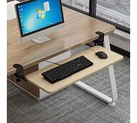 Under-Desk Keyboard Tray - 52/65/75cm x 25cm, Adjustable, Easy Installat, with Wrist Support and Armrest - Black & Wood h, Perfect for Home Office