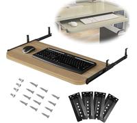 Under Desk Keyboard Tray, Extra Wide Sliding Keyboard Shelf, Foldable Wooden Computer Stand, Tilted Design, Dimensions 36cm Length x 27cm Width
