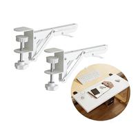 Under Desk Keyboard Tray Support Bracket Adjustable Desktop Extension Board Stand Clamp-on Keyboard Holder Arm Rest Tray Extension Plate Support Rack for Desk, NO Board/Tray, 1 Set (Style01-White)