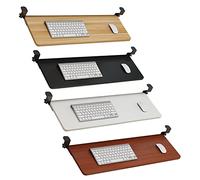 Under-Desk Keyboard Tray with C-Clamp - Adjustable Ergonomic Computer Keyboard Stand - Space-Saving Slide-Out Desk Extension - White/Black Color Options