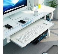 Under Desk Keyboard Tray with Pull Out Drawer Mouse Platform & Wrist Support 75x30 cm Red Space Saver for Home Office & Gaming Setup