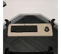 Under-Desk Keyboard Tray with Swivel C-Clamp Expandable Sliding Keyboard Stand 52/65 x 25cm Sturdy Design Available in Oak Black and White.