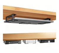 Under Desk Laptop Mount, Under Desk Shelf Bracket with Rubber Pad Compatible with Device Tall Maximum 3 Inch, Stainless Steel Under Desk Laptop Holder Tray for Laptop, MacBook, Playstation 4 & More