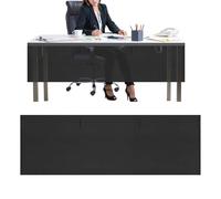Under Desk Modesty Panel - Adhesive Cord Management Skirt, Heavy-Duty Wire Concealing Screen, Breathable Mesh Fabric for Home Office & Classroom | Gray/Black