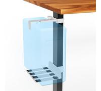 Under Desk PC Mount - No Drilling Heavy Duty 40 lbs Capacity, Adjustable Height and Width Clamp-on Desk Leg PC Mount for Standing Desks (Fits 2.95"×1.77" Legs), with Non-Slip Pads, White