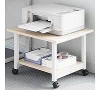 Under Desk Printer Stand, 2-Tier Mobile Printer Table With Storage Shelf, Large Printer Table Rack, Rolling Printer Cart Holder, Storage Rack For Home Office Scanner Fax Machine(2layer-Beige,48*40cm)