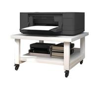 Under Desk Printer Stand 2 Tier Rolling Cart with Locking Wheels Space Sing Copier & Printer Multi Purpose Storage Solution (19.7" x 19.7" White)